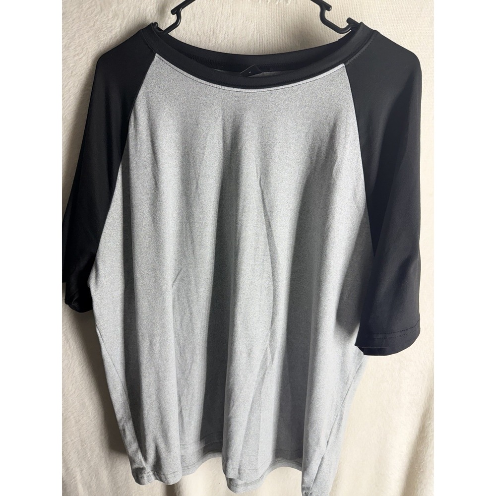 Shein Top Womens L Gray Black Raglan Baseball Tee Shirt 3/4 Sleeve US 8/10